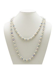 Aquamar. Blue/White Pearl Necklace by PalmBeach Jewelry