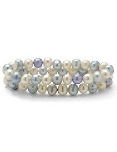 Blue & White Pearl Bracelet Set by PalmBeach Jewelry