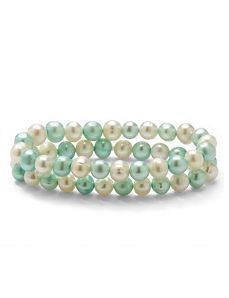 Blue and White Pearl Bracelet Set by PalmBeach Jewelry