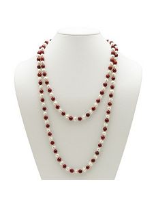 Ruby Red and White Pearl Necklace by PalmBeach Jewelry