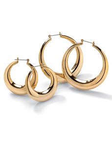 Set of 2 Pairs of Hoop Earrings by PalmBeach Jewelry