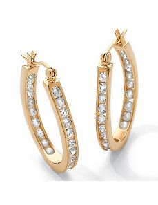 Cubic Zirconia Hoop Earrings by PalmBeach Jewelry