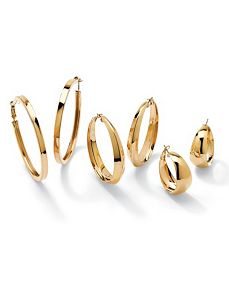 Set of 3 Pairs of Hoop Earrings by PalmBeach Jewelry
