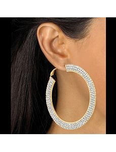 Multi-Crystal Hoop Pierced Earrings by PalmBeach Jewelry