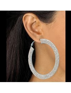 Multi-Crystal Hoop Pierced Earrings by PalmBeach Jewelry
