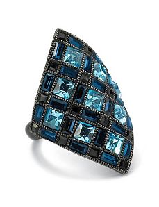 Blue & Black Crystal Ring by PalmBeach Jewelry