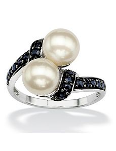 Freshwater Pearl/Sapphire Ring by PalmBeach Jewelry