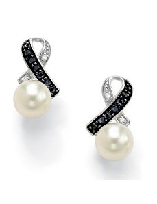 Freshwater Pearl/Sapphire Earrings by PalmBeach Jewelry