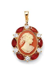 Red Chalcedony/Cubic Zirconia Pendant by PalmBeach Jewelry
