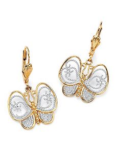 Filigree Butterfly Pierced Earrings by PalmBeach Jewelry