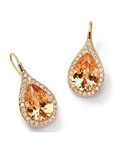 Champagne/Whitecubic zirconia Pierced Earrings by PalmBeach Jewelry