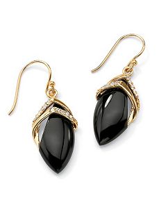 Marquise-Shaped Onyx/Cubic Zirconia Earrings by PalmBeach Jewelry