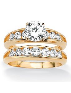 Round Cubic Zirconia Wedding Set by PalmBeach Jewelry