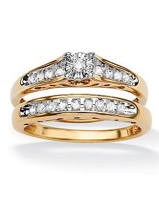 Round Diamond Cutout Ring Set by PalmBeach Jewelry