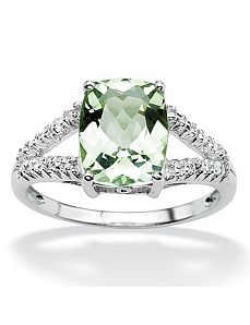 Green Amethyst/Diamond Accent Ring by PalmBeach Jewelry