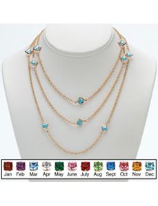 Princess-Cut Birthstone Necklace by PalmBeach Jewelry