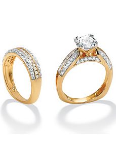 Roundcubic zirconia Squared Wedding Ring Set by PalmBeach Jewelry