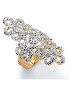 Cubic Zirconia Elongated Swirl Ring by PalmBeach Jewelry