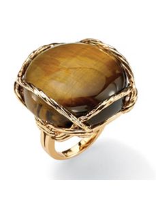 Channel-Set Tiger's-Eye Ring by PalmBeach Jewelry