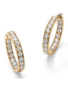 Cubic Zirconia Inside-Out Hoop Pierced Earrings by PalmBeach Jewelry