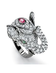 Cubic Zirconia/Ruby Elephant Ring by PalmBeach Jewelry