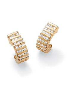 Channel-Set Cubic Zirconia Semi-Hoop Earrings by PalmBeach Jewelry