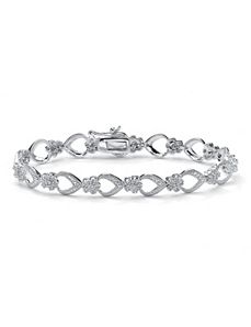 Diamond Flower-Link Bracelet by PalmBeach Jewelry