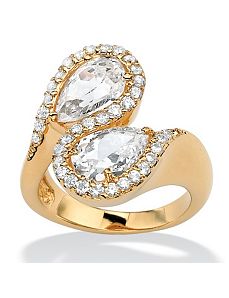 Pear-Shaped & Round Cubic Zirconia Bypass Ring by PalmBeach Jewelry