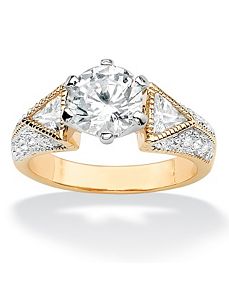 Round & Trilliant Cubic Zirconia Ring by PalmBeach Jewelry