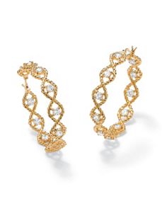 Cubic Zirconia Twisted Hoop Pierced Earrings by PalmBeach Jewelry