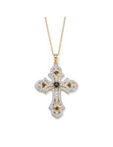 Sapphire/Diamond Acc. Cross Pendant by PalmBeach Jewelry