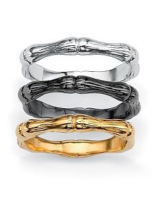 Set of Three Bamboo Stackable Rings by PalmBeach Jewelry