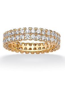 Round Cubic Zirconia Double-Row Eternity Band by PalmBeach Jewelry