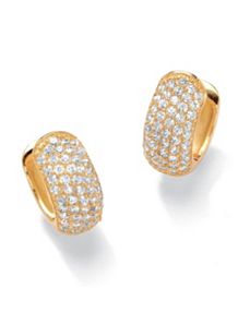 Cubic Zirconia Huggie-Hoop Pierced Earrings by PalmBeach Jewelry