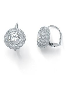 Round Cubic Zirconia Pierced Earrings by PalmBeach Jewelry