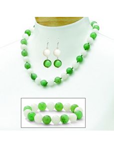 Jade & White Chalcedony Jewelry Set by PalmBeach Jewelry