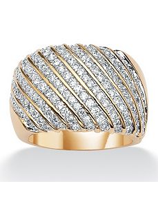 Cubic Zirconia Diagonal-Row Band by PalmBeach Jewelry