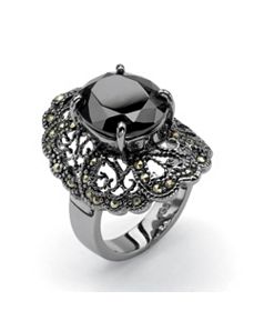 Black Cubic Zirconia Ring by PalmBeach Jewelry