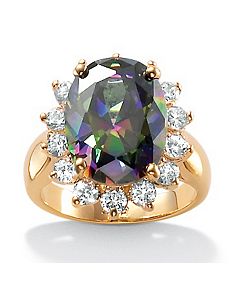 Mystic and White Cubic Zirconia Ring by PalmBeach Jewelry