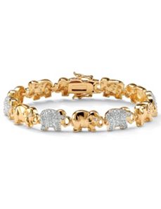 Cubic Zirconia Elephant-Link Bracelet by PalmBeach Jewelry