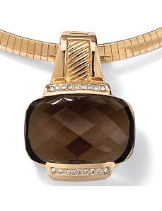 Smoky Quartz & Cubic Zirconia Pendant/Enhancer by PalmBeach Jewelry