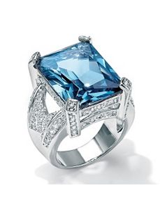 Blue and White Cubic Zirconia Ring by PalmBeach Jewelry