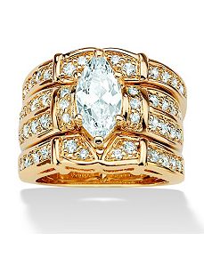 Marquise & Round Cubic Zirconia Wedding Set by PalmBeach Jewelry