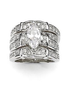 Marquise & Round Cubic Zirconia Ring Set by PalmBeach Jewelry