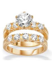 Round Cubic Zirconia Wedding Set by Palm Beach Jewelry