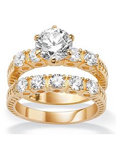 Round Cubic Zirconia Wedding Set by PalmBeach Jewelry