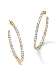 Cubic Zirconia Inside-Out Hoop Pierced Earrings by PalmBeach Jewelry