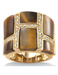 Tiger's-Eye & Cubic Zirconia Ring by PalmBeach Jewelry