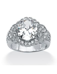 Oval-Cut/Round Cubic Zirconia Ring by PalmBeach Jewelry