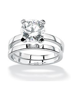 Round Cubic Zirconia Solitaire Ring Set by PalmBeach Jewelry